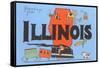 Greetings from Illinois, Cartoon-null-Framed Stretched Canvas