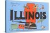 Greetings from Illinois, Cartoon-null-Stretched Canvas