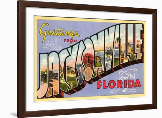 Greetings from Jacksonville, Florida-null-Framed Premium Giclee Print