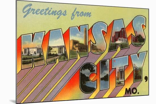 Greetings from Kansas City, Missouri-null-Mounted Premium Giclee Print