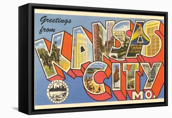 Greetings from Kansas City-null-Framed Stretched Canvas