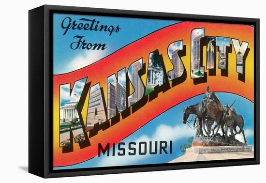 Greetings from Kansas City-null-Framed Stretched Canvas