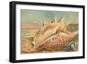 Greetings from Key West, Conch Shell-null-Framed Art Print