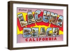 Greetings from Laguna Beach, California-null-Framed Art Print