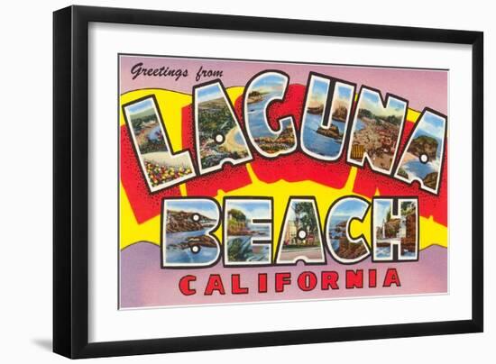 Greetings from Laguna Beach, California-null-Framed Art Print