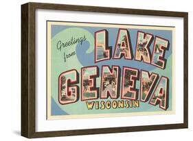 Greetings from Lake Geneva, Wisconsin-null-Framed Art Print