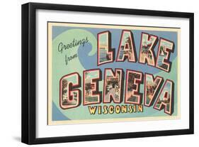 Greetings from Lake Geneva, Wisconsin-null-Framed Art Print