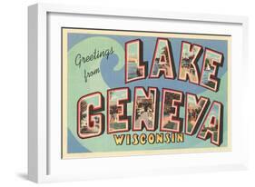 Greetings from Lake Geneva, Wisconsin-null-Framed Art Print