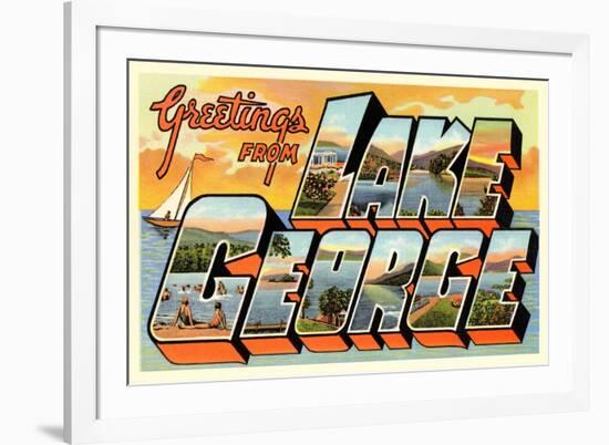 Greetings from Lake George, New York-null-Framed Premium Giclee Print