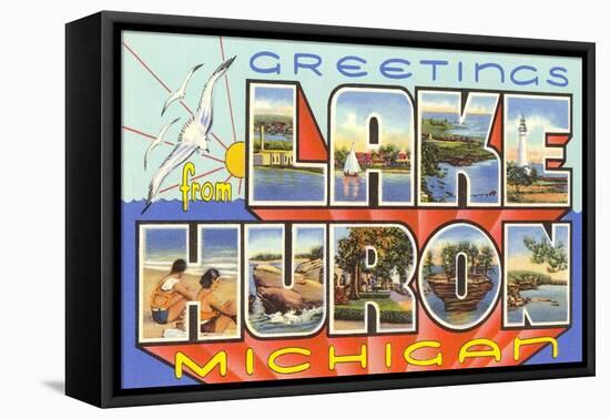 Greetings from Lake Huron, Michigan-null-Framed Stretched Canvas