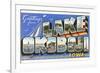 Greetings from Lake Okoboji, Iowa-null-Framed Premium Giclee Print