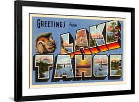 Greetings from Lake Tahoe, California-null-Framed Premium Giclee Print