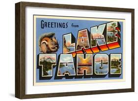 Greetings from Lake Tahoe, California-null-Framed Art Print