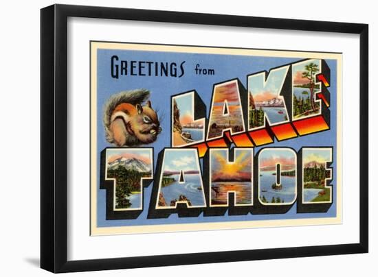 Greetings from Lake Tahoe, California-null-Framed Art Print