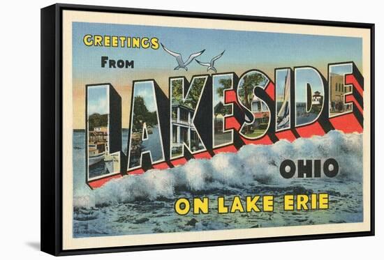 Greetings from Lakeside, Ohio-null-Framed Stretched Canvas