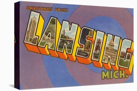 Greetings from Lansing, Michigan-null-Stretched Canvas