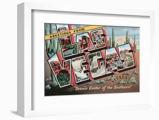 Greetings from Las Vegas, Nevada, Scenic Center of the Southwest-Found Image Holdings Inc-Framed Photographic Print