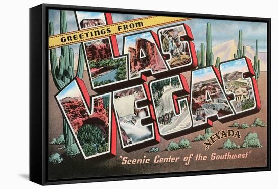 Greetings from Las Vegas, Nevada, Scenic Center of the Southwest-Found Image Holdings Inc-Framed Stretched Canvas