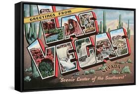 Greetings from Las Vegas, Nevada, Scenic Center of the Southwest-Found Image Holdings Inc-Framed Stretched Canvas