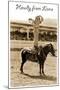 Greetings from Llano, Texas, Girl on Pony-null-Mounted Art Print