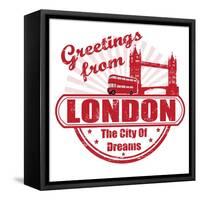 Greetings From London Stamp-radubalint-Framed Stretched Canvas