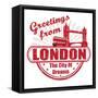 Greetings From London Stamp-radubalint-Framed Stretched Canvas