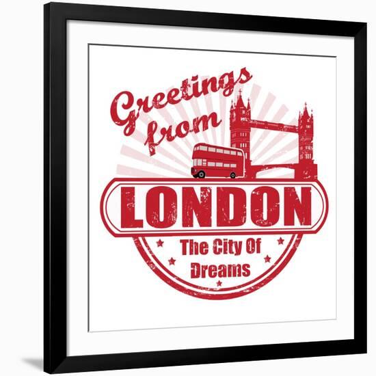 Greetings From London Stamp-radubalint-Framed Art Print