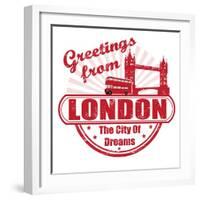 Greetings From London Stamp-radubalint-Framed Art Print