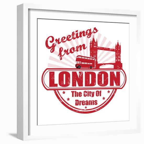 Greetings From London Stamp-radubalint-Framed Art Print