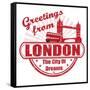 Greetings From London Stamp-radubalint-Framed Stretched Canvas