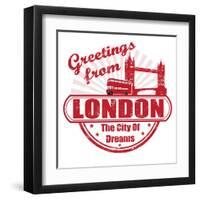 Greetings From London Stamp-radubalint-Framed Art Print