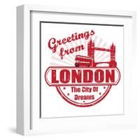 Greetings From London Stamp-radubalint-Framed Art Print