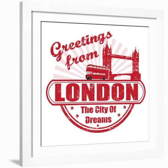 Greetings From London Stamp-radubalint-Framed Art Print