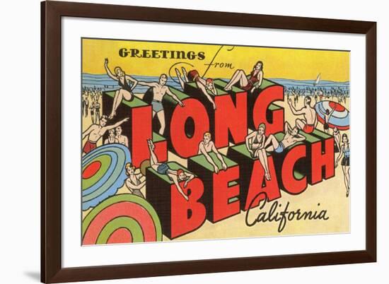 Greetings from Long Beach, California-null-Framed Premium Giclee Print