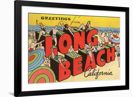 Greetings from Long Beach, California-null-Framed Premium Giclee Print