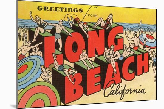 Greetings from Long Beach, California-null-Mounted Premium Giclee Print