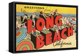 Greetings from Long Beach, California-null-Framed Stretched Canvas