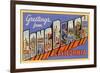 Greetings from Long Beach, Long Beach, California-null-Framed Premium Giclee Print