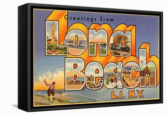 Greetings from Long Beach Long Island, New York-null-Framed Stretched Canvas
