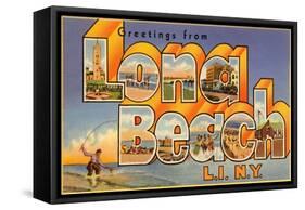 Greetings from Long Beach Long Island, New York-null-Framed Stretched Canvas