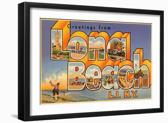 Greetings from Long Beach Long Island, New York-null-Framed Art Print