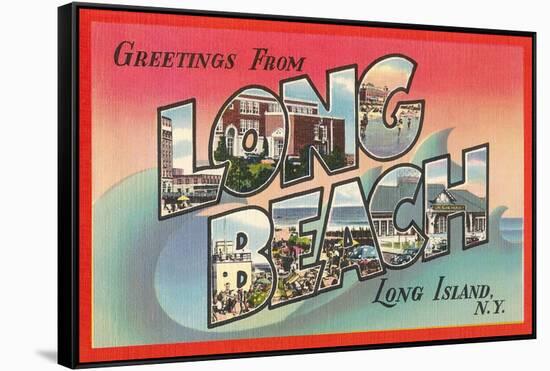 Greetings from Long Beach, Long Island, New York-null-Framed Stretched Canvas