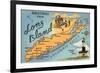 Greetings from Long Island, New York, Map-null-Framed Premium Giclee Print