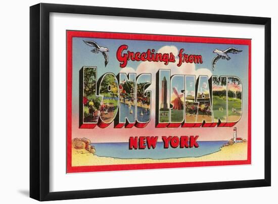 Greetings from Long Island, New York-null-Framed Art Print