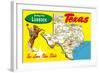 Greetings from Lubbock, Texas, Map-null-Framed Art Print