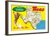 Greetings from Lubbock, Texas, Map-null-Framed Art Print