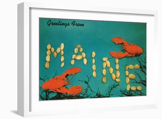 Greetings from Maine, Lobster-null-Framed Art Print