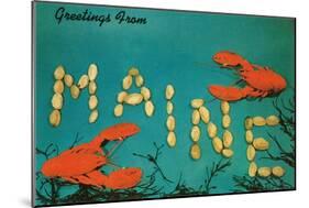 Greetings from Maine, Lobster-null-Mounted Art Print