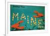 Greetings from Maine, Lobster-null-Framed Premium Giclee Print