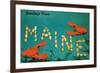 Greetings from Maine, Lobster-null-Framed Premium Giclee Print